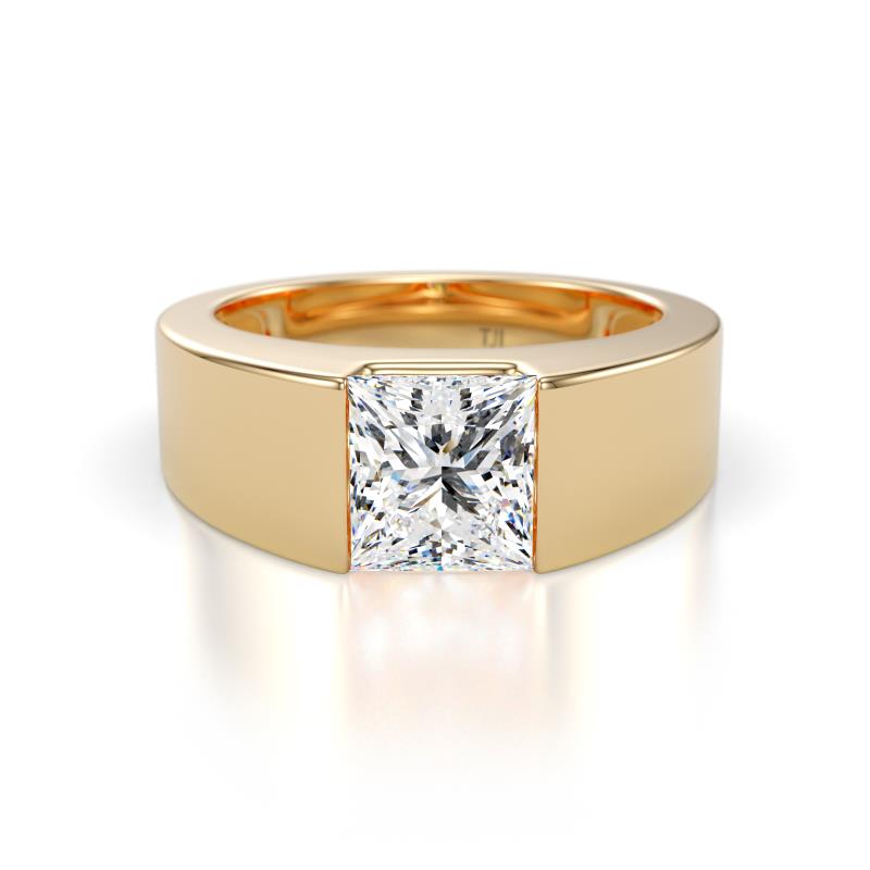 Jordan 1.50 ct GIA Certified Princess Shape Solitaire Natural Diamond (6.50 mm) Men's Wedding Band 