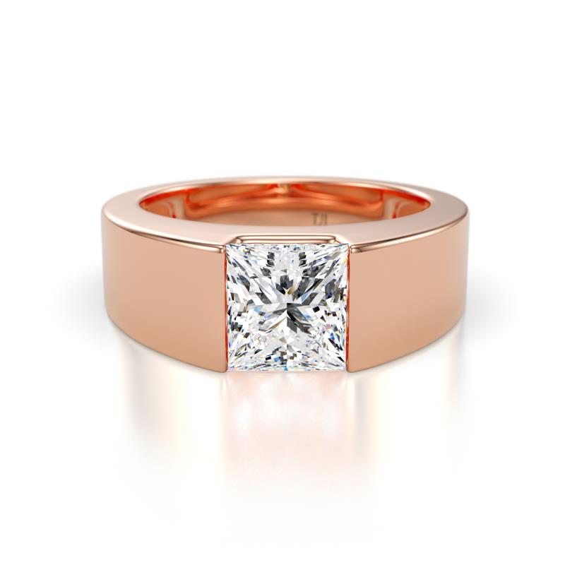 Jordan 1.50 ct GIA Certified Princess Shape Solitaire Natural Diamond (6.50 mm) Men's Wedding Band 