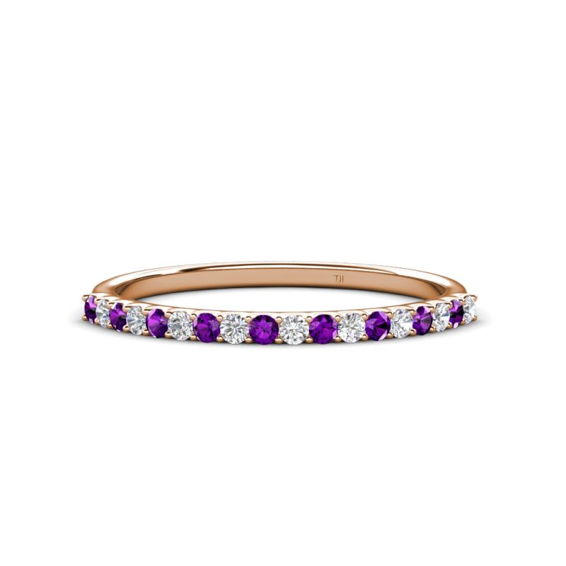 Iskra 1.50 mm Round Amethyst and Diamond 18 Stone Wedding Band 