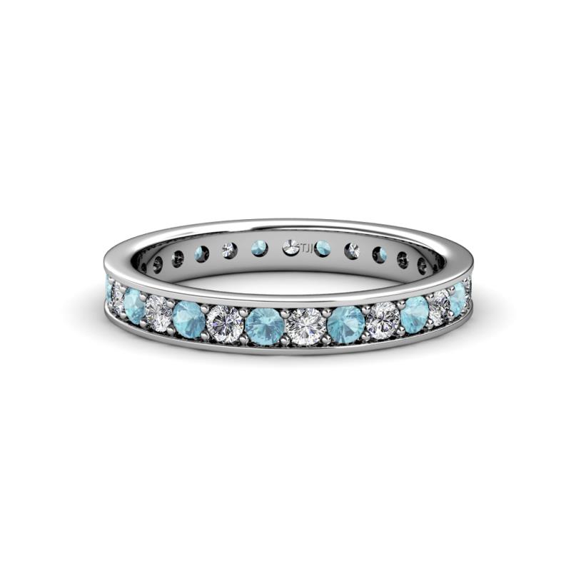 Livia 2.00 mm Aquamarine and Diamond Eternity Band 