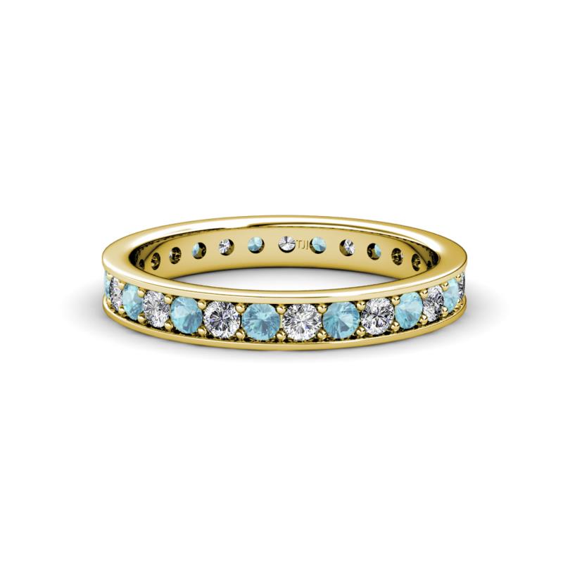 Livia 2.00 mm Aquamarine and Diamond Eternity Band 