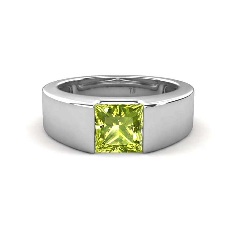 Jordan 1.25 ct Princess Shape Solitaire Peridot (6.00 mm) Men's Wedding Band 