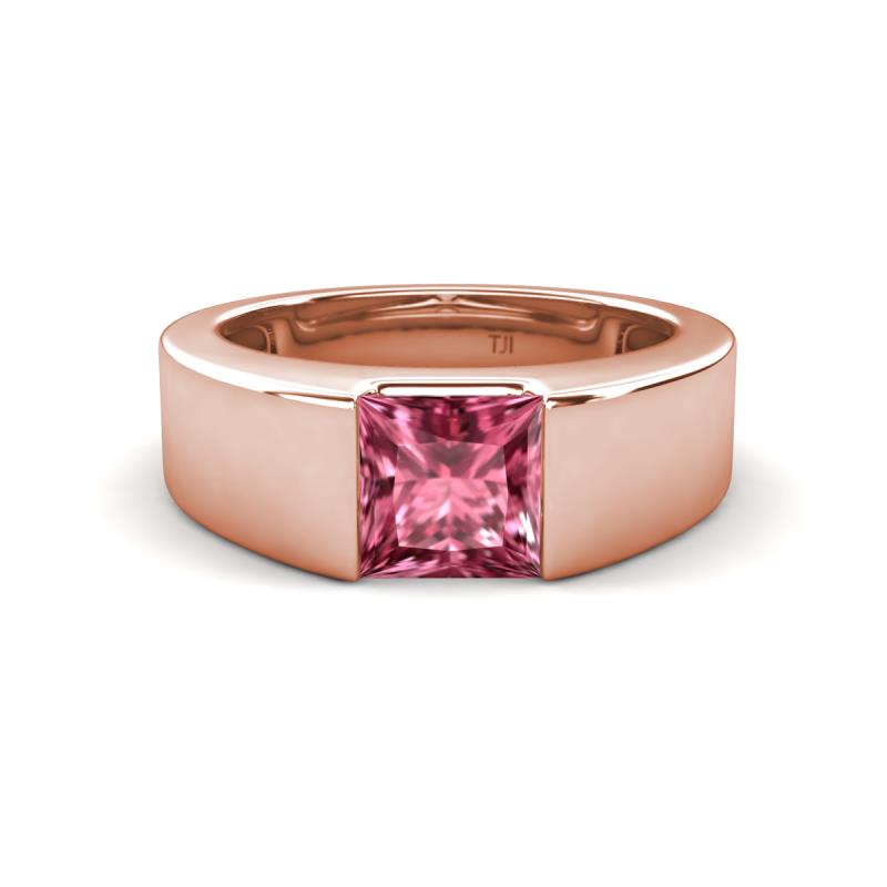 Jordan 1.10 ct Princess Shape Solitaire Pink Tourmaline (6.00 mm) Men's Wedding Band 