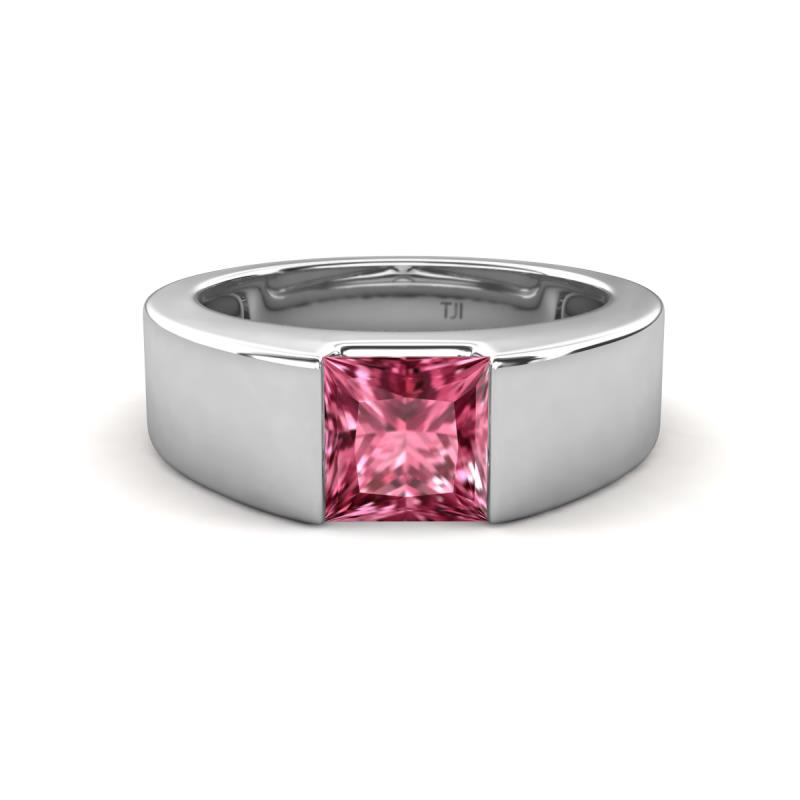 Jordan 1.10 ct Princess Shape Solitaire Pink Tourmaline (6.00 mm) Men's Wedding Band 