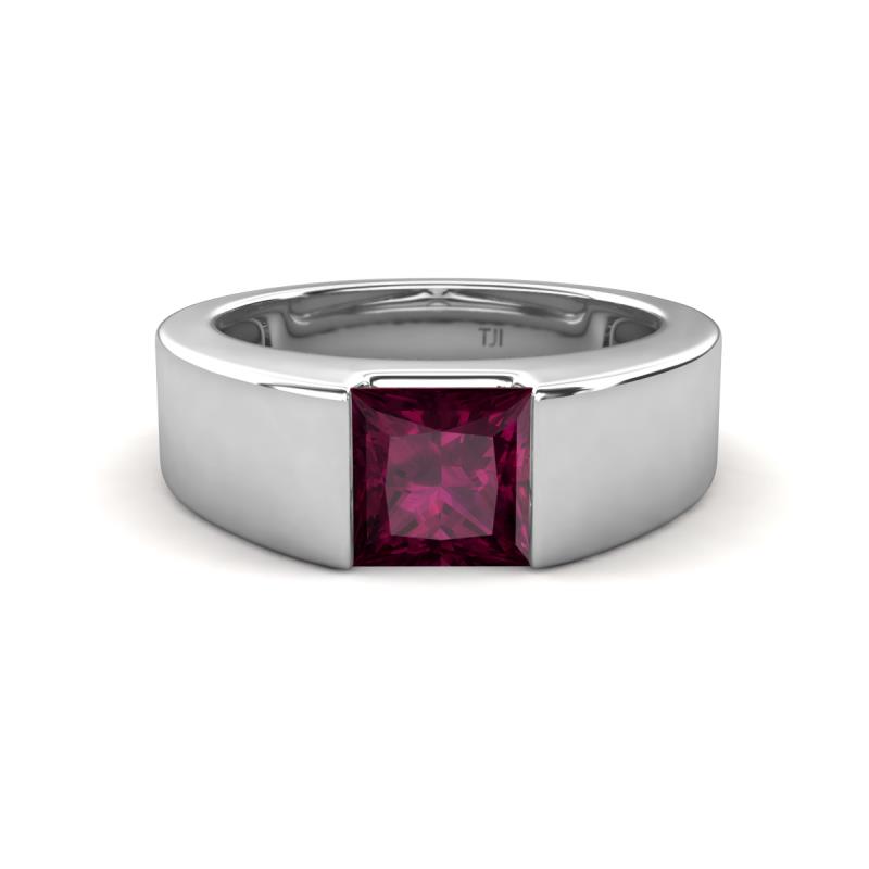 Jordan 1.25 ct Princess Shape Solitaire Rhodolite Garnet (6.00 mm) Men's Wedding Band 