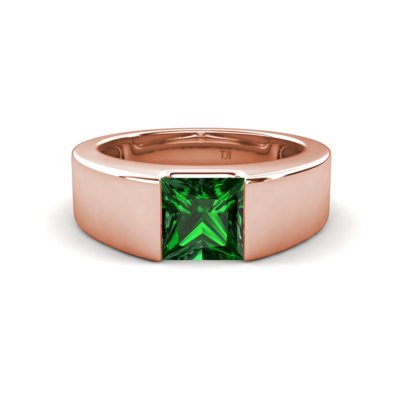 Jordan 0.97 ct Princess Shape Solitaire Lab Grown Emerald (6.00 mm) Men's Wedding Band 