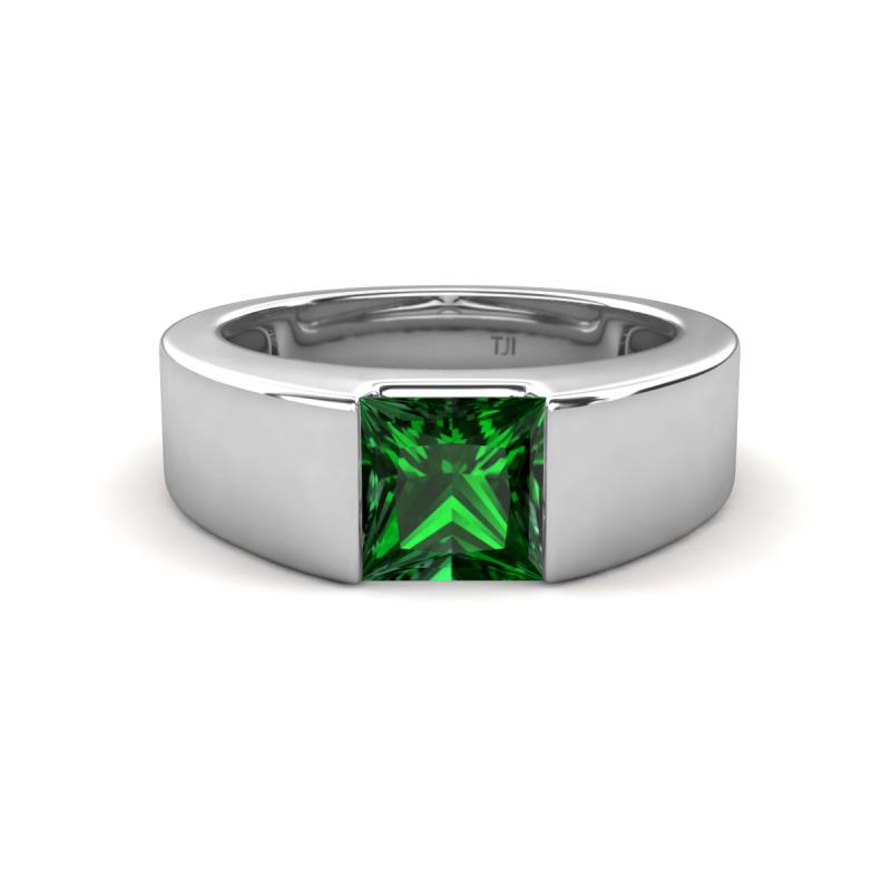 Jordan 0.97 ct Princess Shape Solitaire Lab Grown Emerald (6.00 mm) Men's Wedding Band 