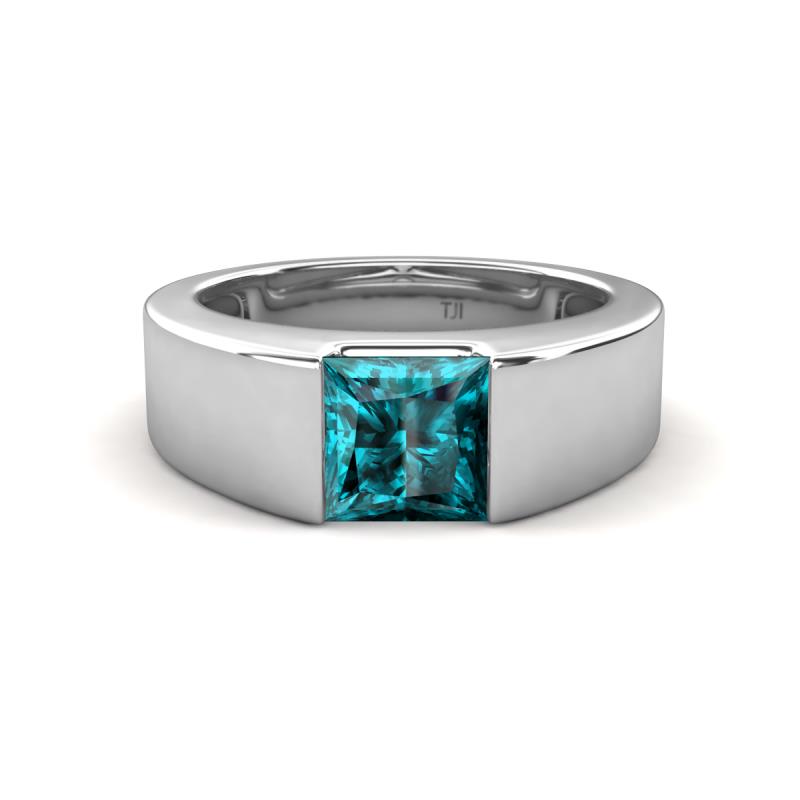Jordan 1.38 ct Princess Shape Solitaire London Blue Topaz (6.00 mm) Men's Wedding Band 