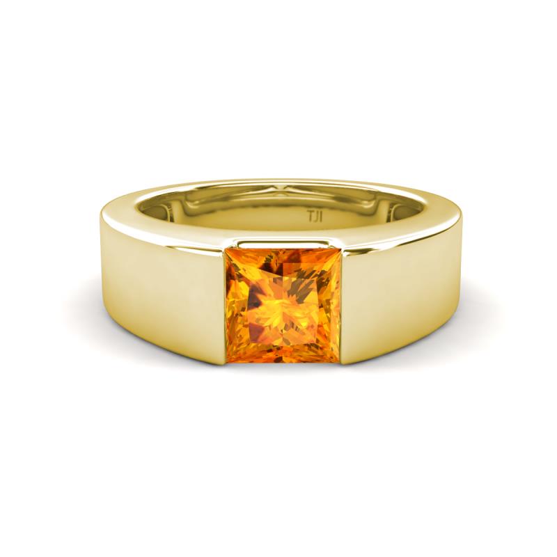 Jordan 1.00 ct Princess Shape Solitaire Citrine (6.00 mm) Men's Wedding Band 
