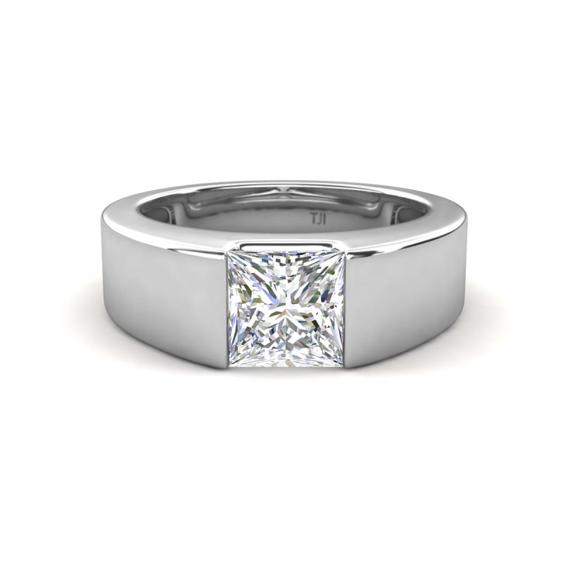 Jordan 1.25 ct Princess Shape Solitaire Moissanite (6.00 mm) Men's Wedding Band 