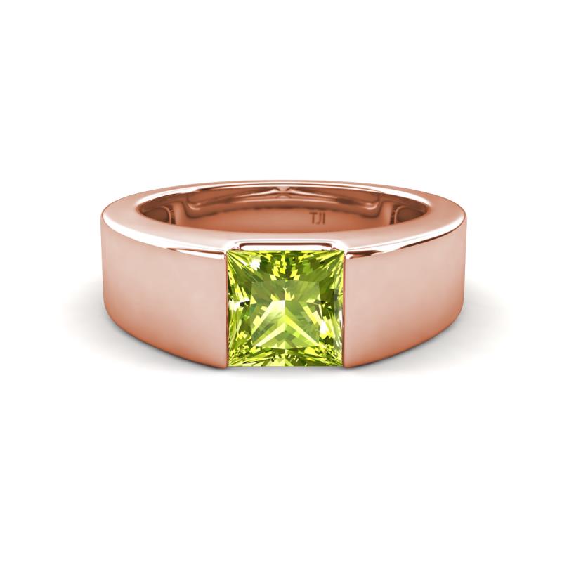 Jordan 1.25 ct Princess Shape Solitaire Peridot (6.00 mm) Men's Wedding Band 