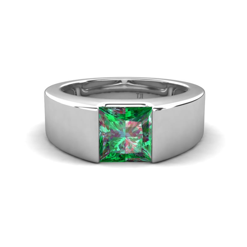 Jordan 1.60 ct Princess Shape Solitaire Created Alexandrite Men's Wedding Band (6.50 mm) 