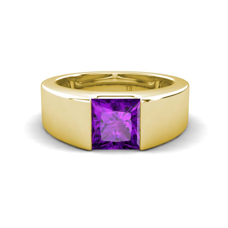 Jordan 1.10 ct Princess Shape Solitaire Amethyst Men's Wedding Band (6.50 mm) 