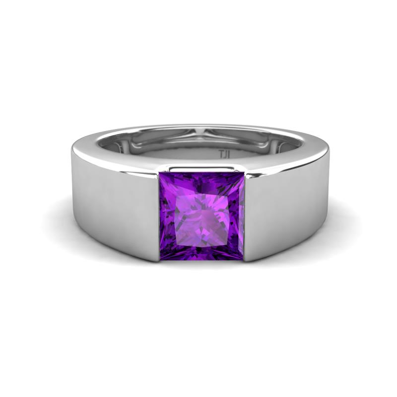 Jordan 1.10 ct Princess Shape Solitaire Amethyst Men's Wedding Band (6.50 mm) 