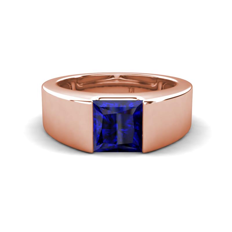 Jordan 1.85 ct Princess Shape Solitaire Lab Grown Blue Sapphire Men's Wedding Band (6.50 mm) 