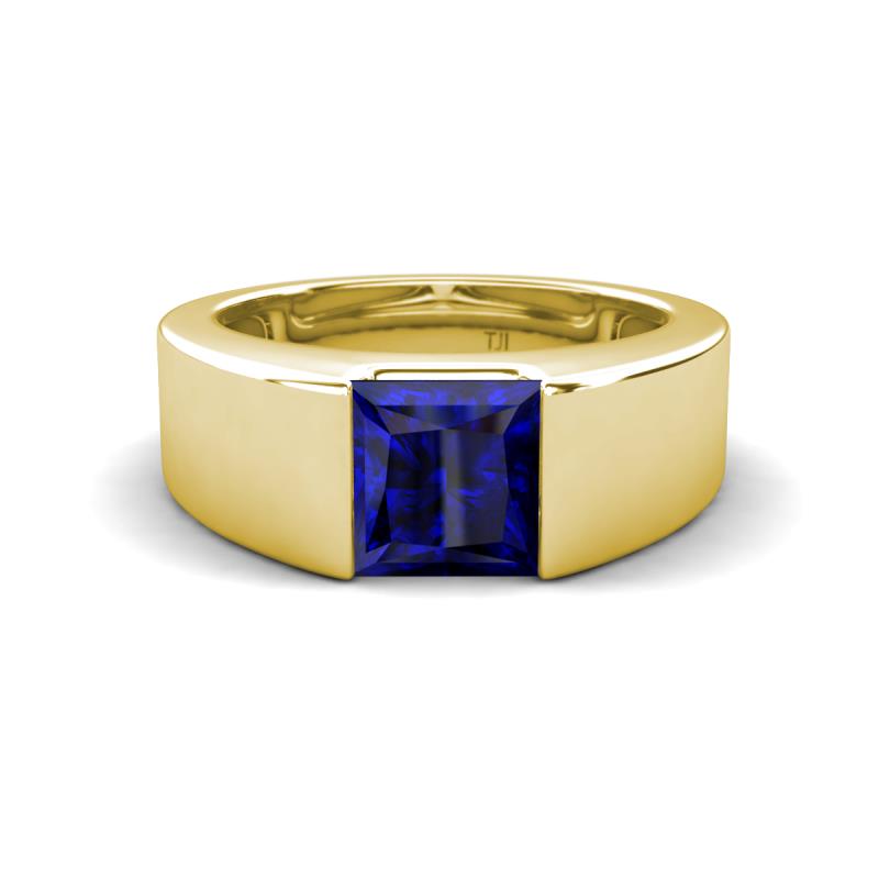 Jordan 1.85 ct Princess Shape Solitaire Lab Grown Blue Sapphire Men's Wedding Band (6.50 mm) 