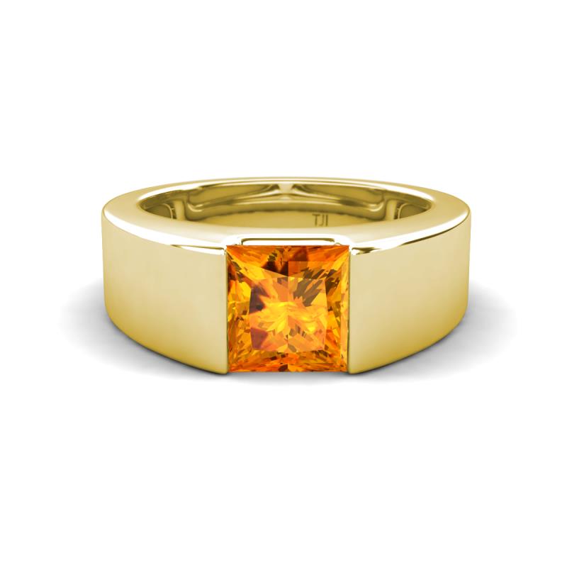 Jordan 1.20 ct Princess Shape Solitaire Citrine Men's Wedding Band (6.50 mm) 