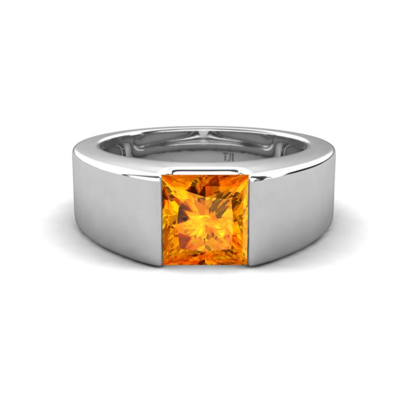 Jordan 1.20 ct Princess Shape Solitaire Citrine Men's Wedding Band (6.50 mm) 