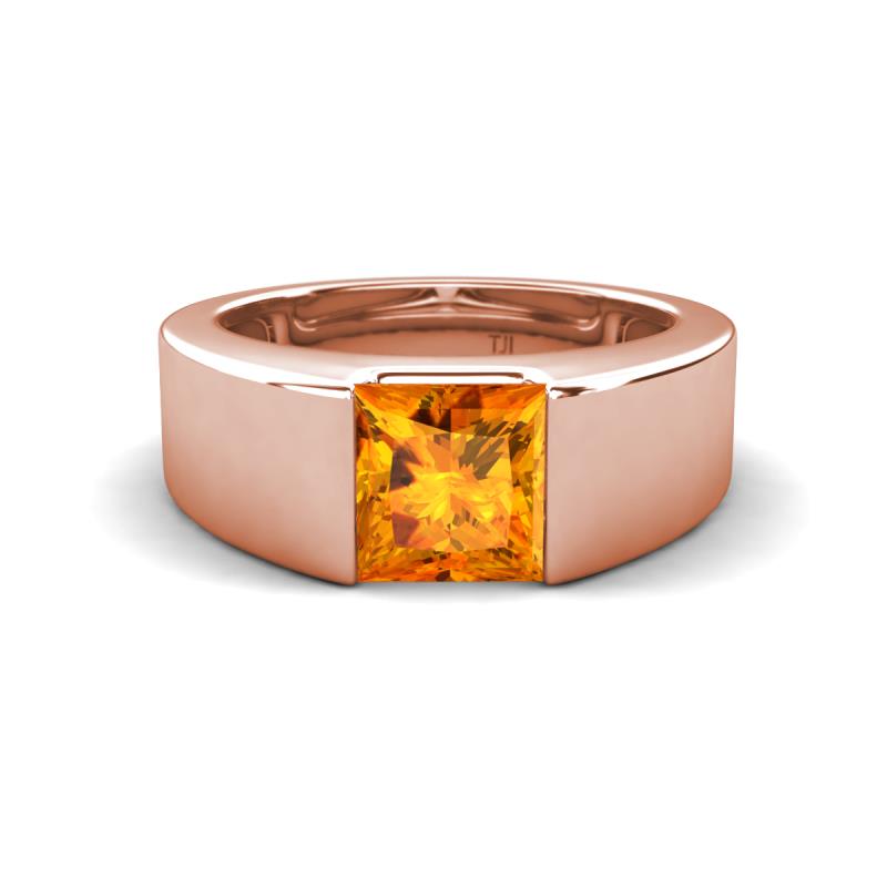 Jordan 1.20 ct Princess Shape Solitaire Citrine (6.50 mm) Men's Wedding Band 
