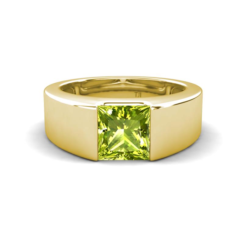 Jordan 1.55 ct Princess Shape Solitaire Peridot (6.50 mm) Men's Wedding Band 