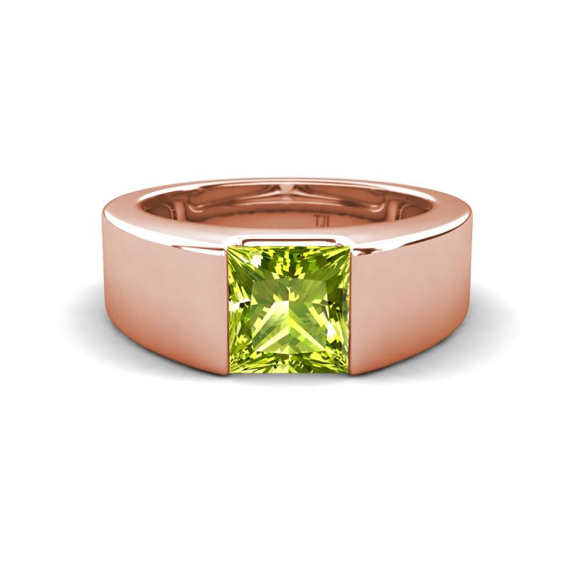 Jordan 1.55 ct Princess Shape Solitaire Peridot (6.50 mm) Men's Wedding Band 
