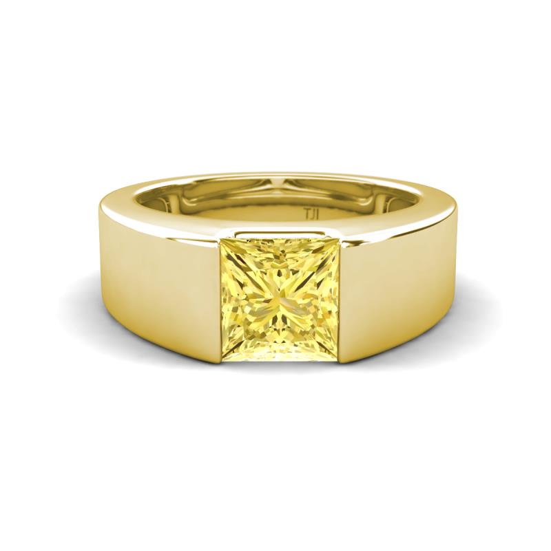 Jordan 1.70 ct Princess Shape Solitaire Lab Grown Yellow Sapphire Men's Wedding Band (6.50 mm) 