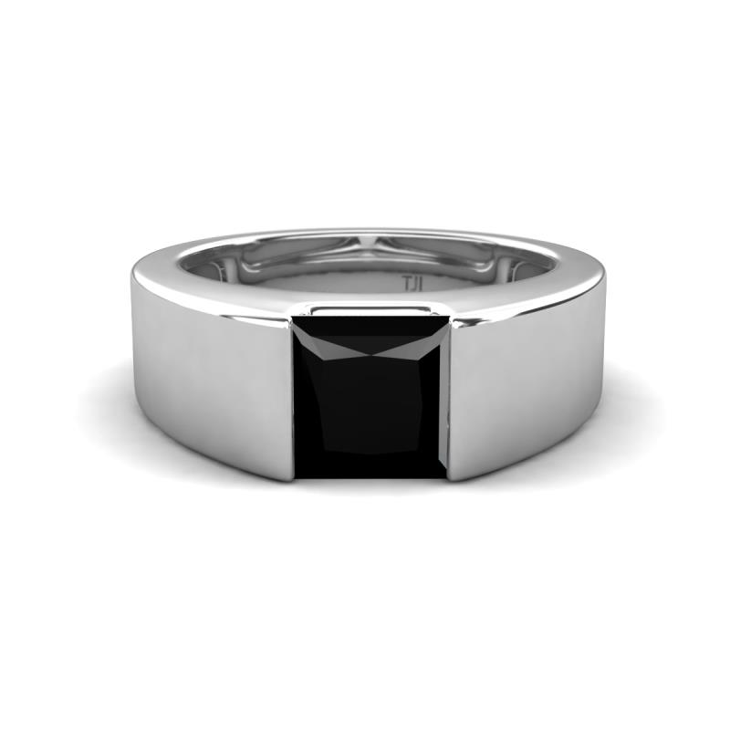 Jordan 2.00 ct Princess Shape Solitaire Black Diamond Men's Wedding Band (6.50 mm) 