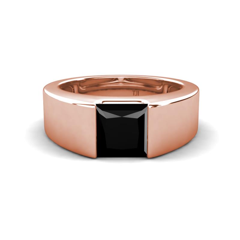 Jordan 2.00 ct Princess Shape Solitaire Black Diamond Men's Wedding Band (6.50 mm) 