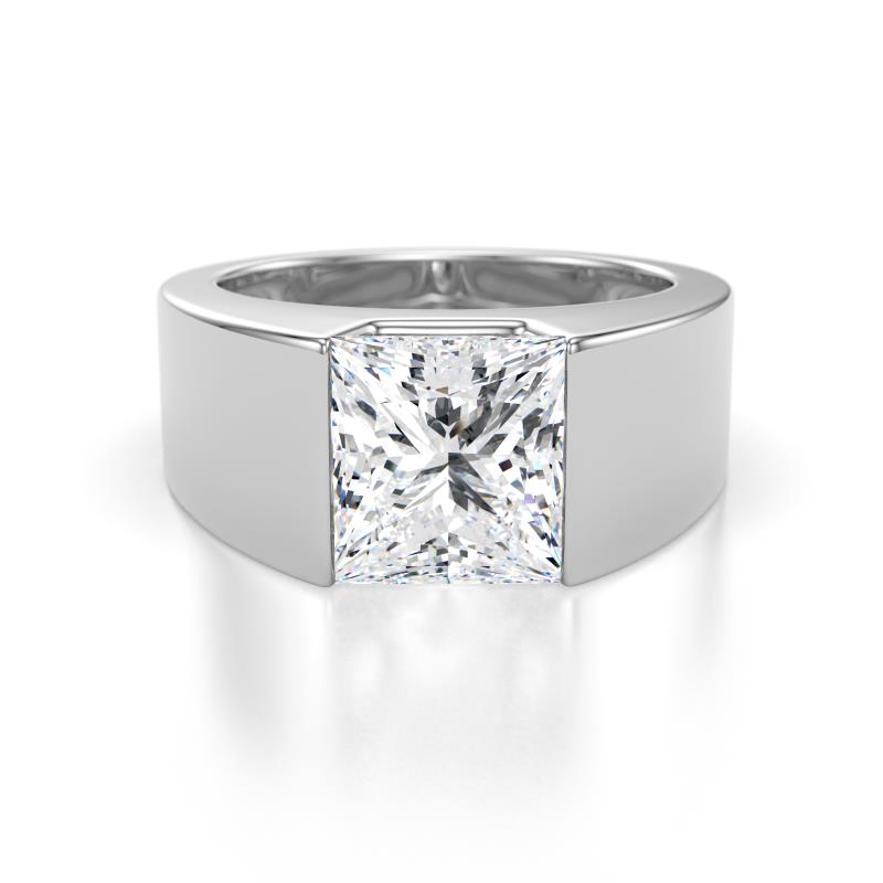 Jordan 3.00 ct IGI Certified Princess Shape Solitaire Lab Grown Diamond (8.00 mm) Men's Wedding Band 