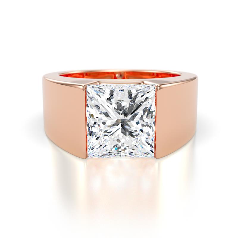 Jordan 4.00 ct IGI Certified Princess Shape Solitaire Lab Grown Diamond (8.75 mm) Men's Wedding Band 