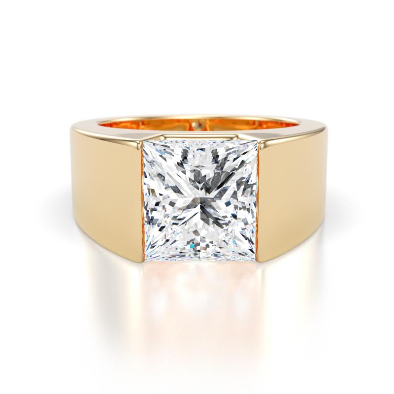 Jordan 4.00 ct IGI Certified Princess Shape Solitaire Lab Grown Diamond (8.75 mm) Men's Wedding Band 