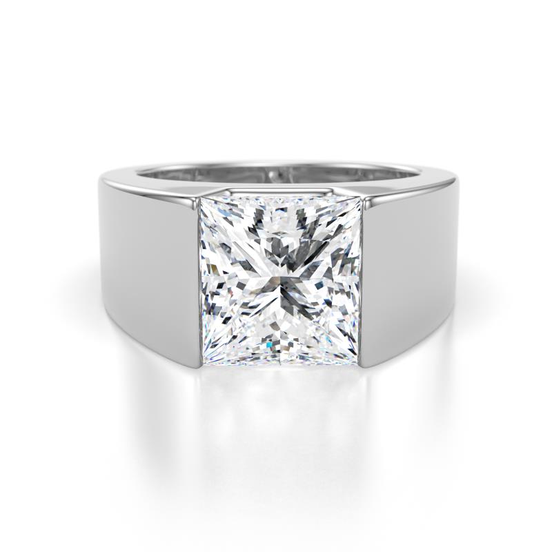 Jordan 4.00 ct IGI Certified Princess Shape Solitaire Lab Grown Diamond (8.75 mm) Men's Wedding Band 