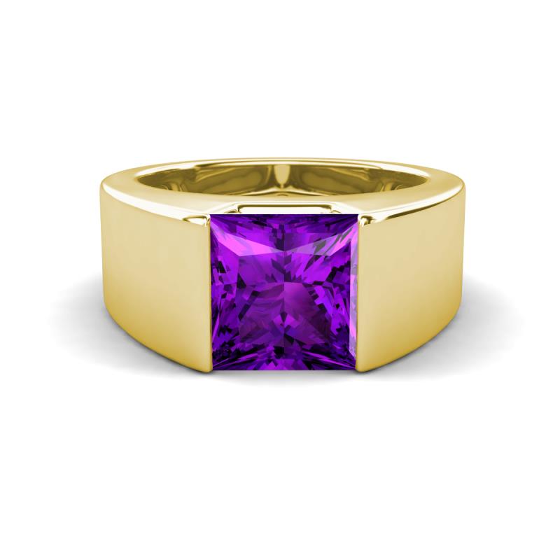 Jordan 2.30 ct Princess Shape Solitaire Amethyst (8.00 mm) Men's Wedding Band 