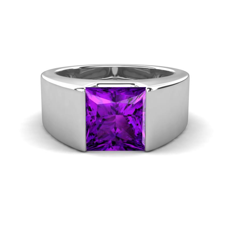 Jordan 2.30 ct Princess Shape Solitaire Amethyst (8.00 mm) Men's Wedding Band 
