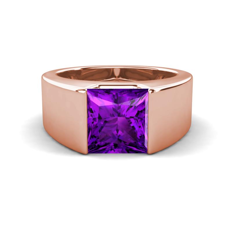 Jordan 2.30 ct Princess Shape Solitaire Amethyst (8.00 mm) Men's Wedding Band 