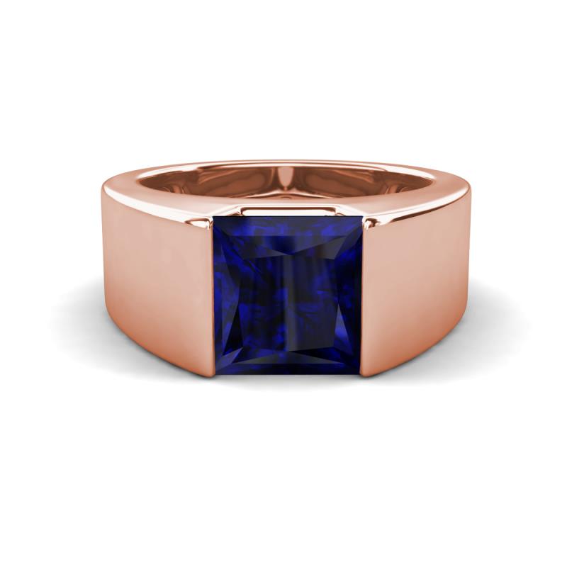 Jordan 3.33 ct Princess Shape Solitaire Lab Grown Blue Sapphire (8.00 mm) Men's Wedding Band 