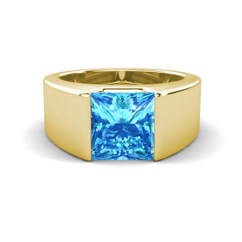 Jordan 2.75 ct Princess Shape Solitaire Blue Topaz (8.00 mm) Men's Wedding Band 