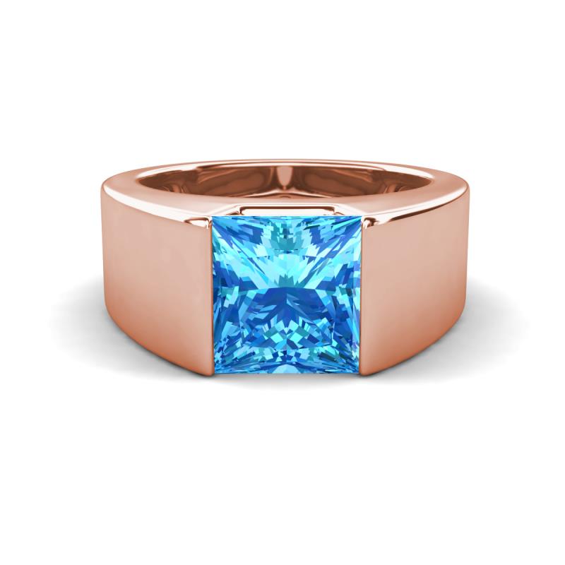 Jordan 2.75 ct Princess Shape Solitaire Blue Topaz (8.00 mm) Men's Wedding Band 