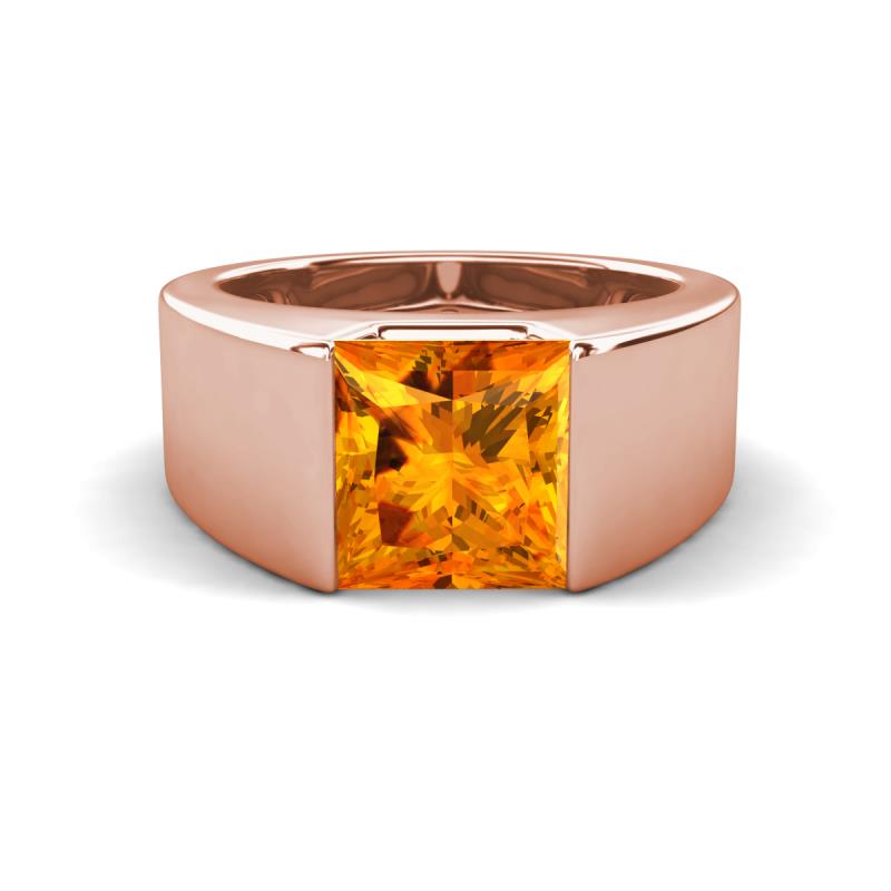 Jordan 2.30 ct Princess Shape Solitaire Citrine (8.00 mm) Men's Wedding Band 
