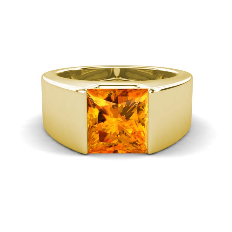 Jordan 2.30 ct Princess Shape Solitaire Citrine (8.00 mm) Men's Wedding Band 