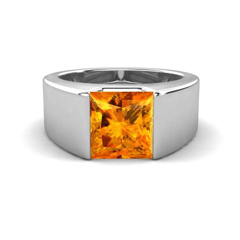 Jordan 2.30 ct Princess Shape Solitaire Citrine (8.00 mm) Men's Wedding Band 
