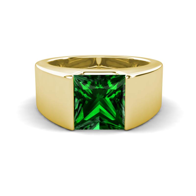 Jordan 2.25 ct Princess Shape Solitaire Lab Grown Emerald (8.00 mm) Men's Wedding Band 