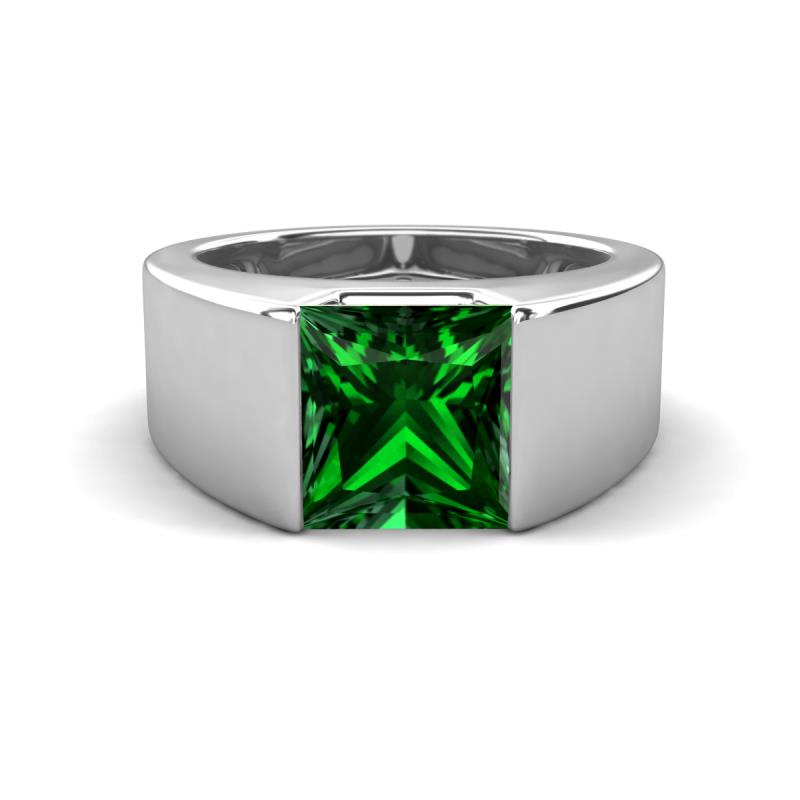 Jordan 2.25 ct Princess Shape Solitaire Lab Grown Emerald (8.00 mm) Men's Wedding Band 