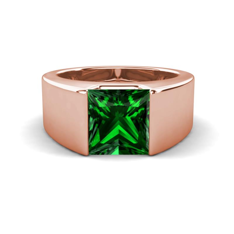 Jordan 2.25 ct Princess Shape Solitaire Lab Grown Emerald (8.00 mm) Men's Wedding Band 