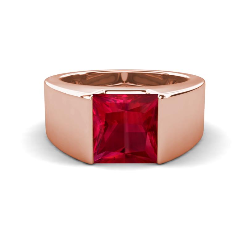 Jordan 3.33 ct Princess Shape Solitaire Lab Grown Ruby (8.00 mm) Men's Wedding Band 