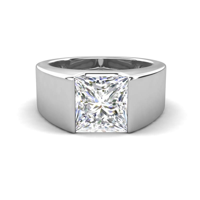 Jordan 2.51 ct Princess Shape Solitaire Moissanite (8.00 mm) Men's Wedding Band 