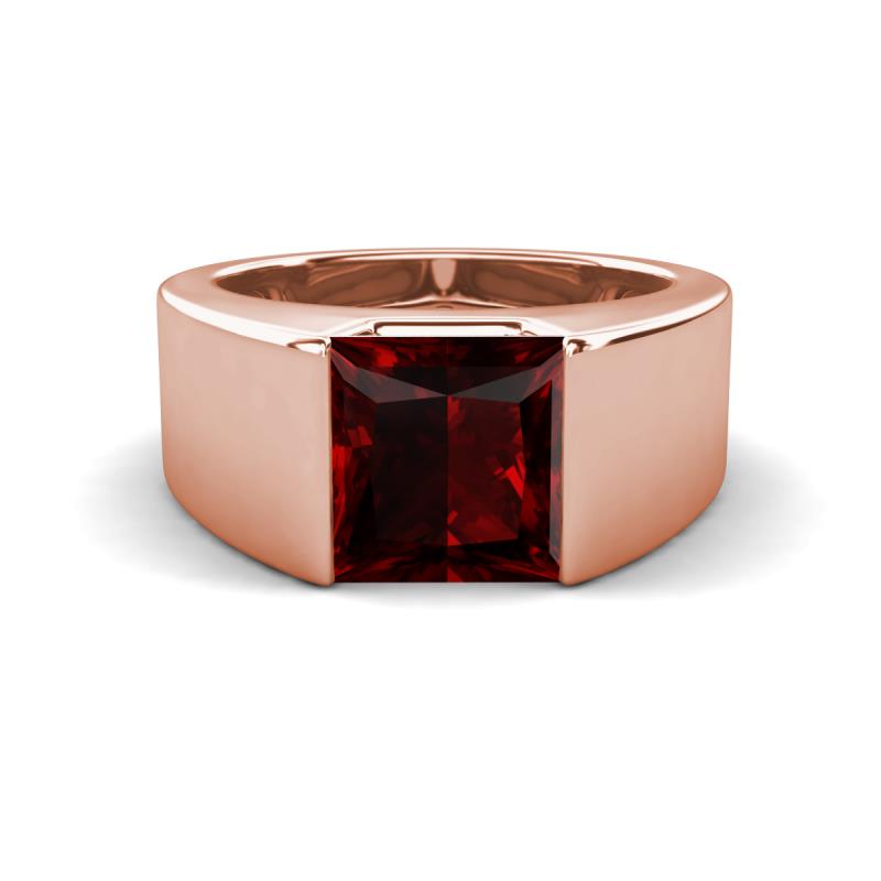 Jordan 3.15 ct Princess Shape Solitaire Red Garnet (8.00 mm) Men's Wedding Band 