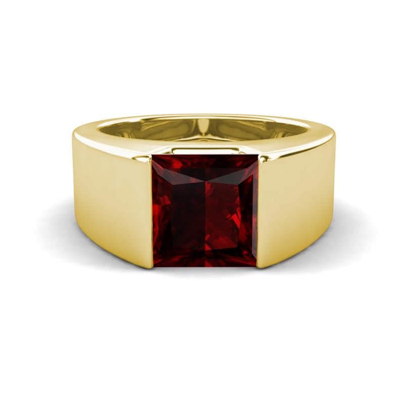 Jordan 3.15 ct Princess Shape Solitaire Red Garnet (8.00 mm) Men's Wedding Band 