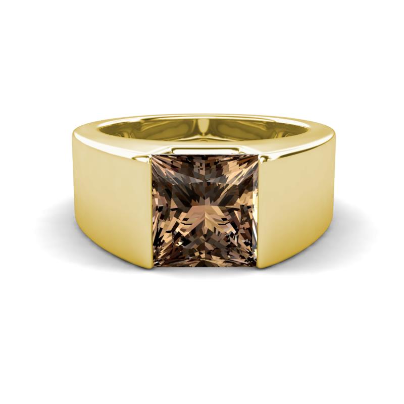 Jordan 2.30 ct Princess Shape Solitaire Smoky Quartz (8.00 mm) Men's Wedding Band 