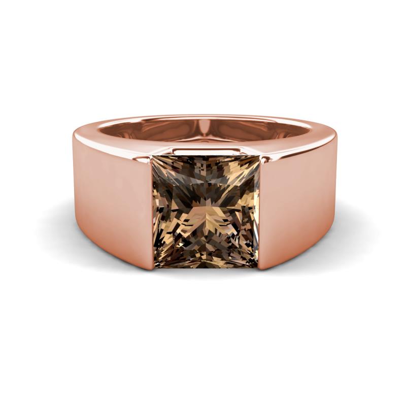Jordan 2.30 ct Princess Shape Solitaire Smoky Quartz (8.00 mm) Men's Wedding Band 